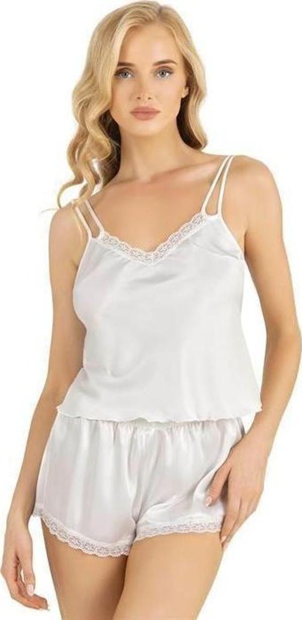 Arias Closet Ekru Saten Şort Takımı 9210 OZN-22543 - Image 1