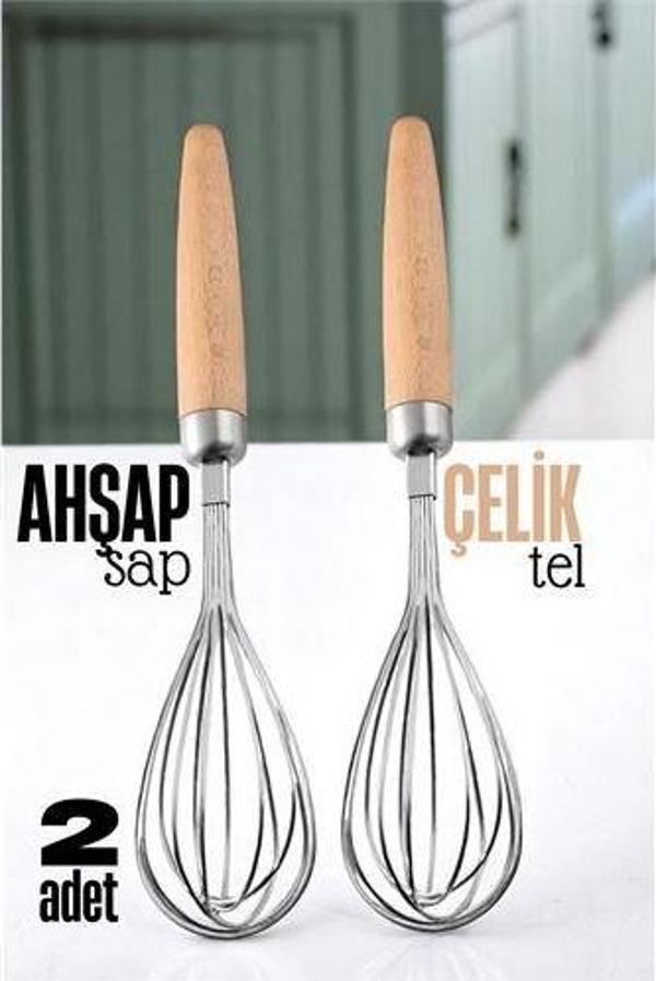ModaCar Ahşap Saplı Çelik Çırpıcı - Yumurta ve Sos Çırpıcı, Mutfak Çırpıcısı, Çırpma Teli - Image 1