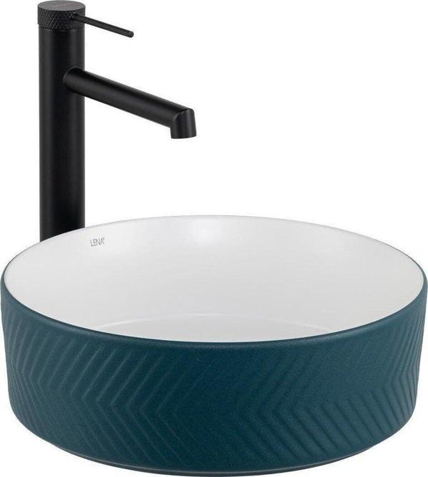 Lena Tezgahüstü Lavabo (Mat Yeşil-Beyaz) E-W5002Yb - Image 1
