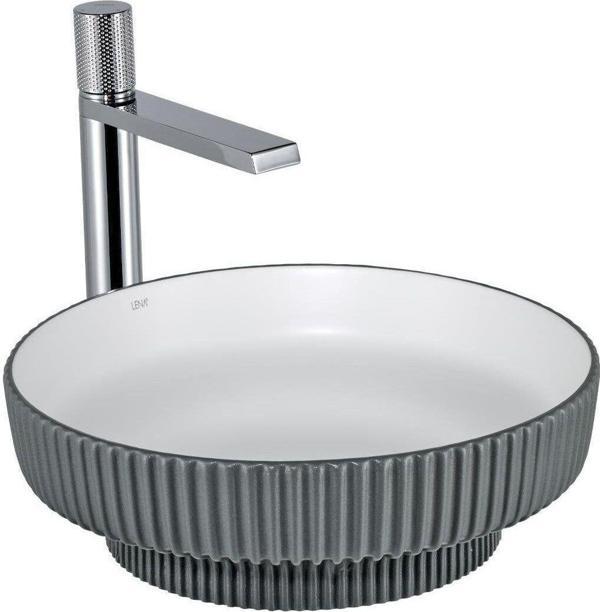 Lena Tezgahüstü Lavabo (Mat Gri-Beyaz) E-W1501Mgb - Image 1