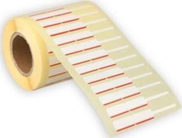 Kuyumcu ve Gözlük Etiketi  Beyaz-Kırmızı Çizgili 10 mm X 76 mm İthal - Image 1