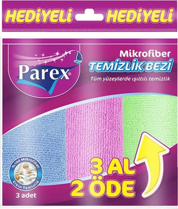 Parex Mikrofiber Temizlik Bezi 32 X 32 Cm 3 Al 2 Öde - Karışık Renkler - Image 1