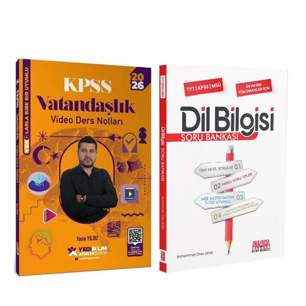 Yediiklim 2026 KPSS Vatandaşlık Atölye Video Ders Notları ve AKM Dil Bilgisi Soru Bankası Seti 2 Kitap - Yediiklim Yayınları - Image 1