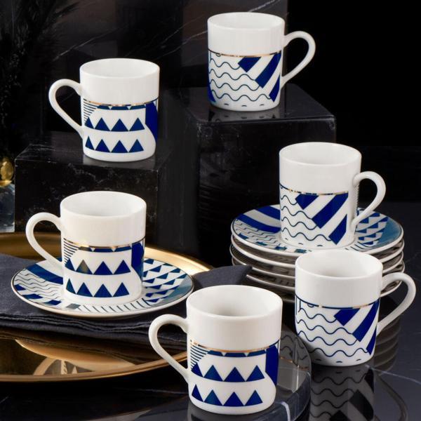 Güral Porselen Camelia 12 Parça 6 Kişilik Kahve Takımı Lacivert 62501 - Image 1