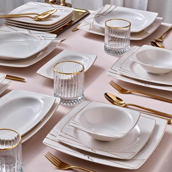 Güral Porselen Caroline 54 Parça 12 Kişilik Yemek Takımı 6729 - Image 1