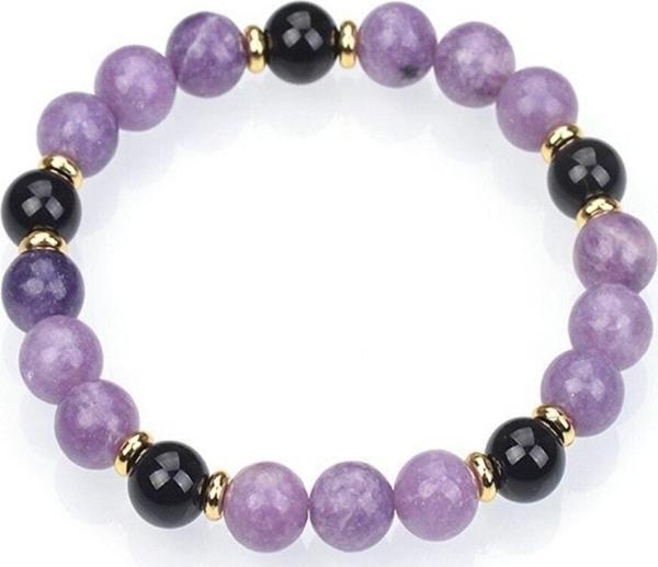 Doğal Taş Cenneti Obsidyen & Lepidolit Doğal Taş Bileklik 8Mm - Image 1
