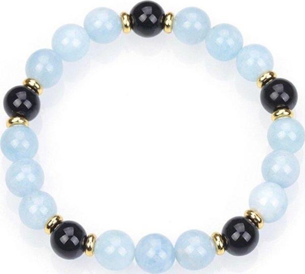 Mavera Doğaltaş Obsidyen &Amp; Akuamarin Doğal Taş Bileklik 8Mm - Image 1