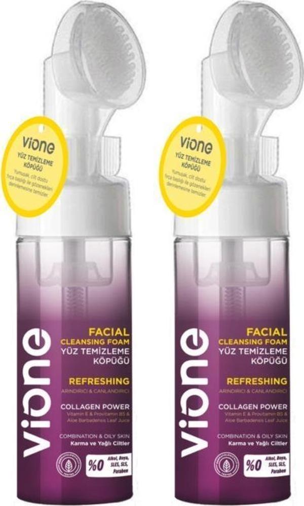 vione 2 Adet Yüz Temizleme Köpüğü 150ml Arındırıcı Canlandırıcı Özel Fırçalı - Image 1