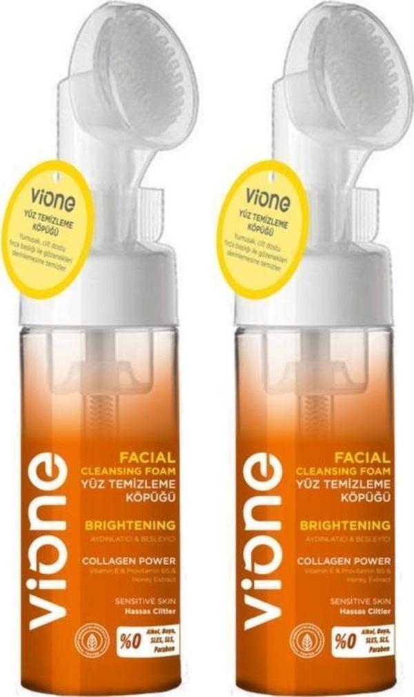 vione 2 Adet Yüz Temizleme Köpüğü 150ml Aydınlatıcı Besleyici Özel Fırçalı - Image 1