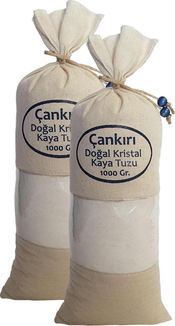 2 Adet Çankırı Kristal Kaya Tuzu ( Ince Çekilmiş Beyaz ) Bez Torbada 2 Kg. Orijinal Kaya Tuzu Ince - Image 1