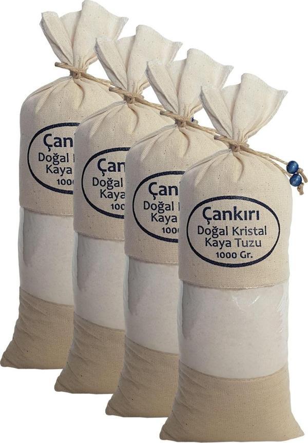 4 Adet Çankırı Kristal Kaya Tuzu ( Ince Çekilmiş Beyaz ) Bez Torbada 4 Kg. Orijinal Çankırı Tuz - Image 1