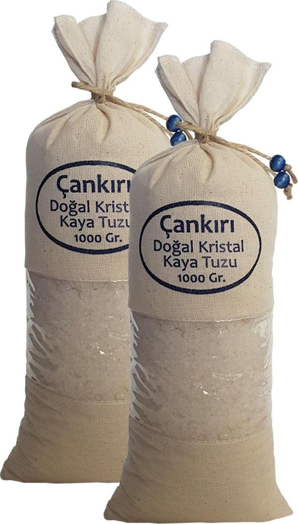 Çankırı Kristal Kaya Tuzu 2 Adet ( Iri Tane Beyaz ) Bez Torbada 2 Kg. Original Çankırı Tuz Iri Beyaz - Image 1