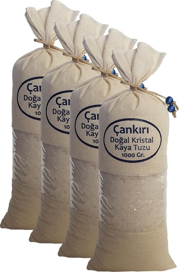 Çankırı Tuzu 4 Kg. (1KG.X4AD.) Bez Torbada Iri Taneli Çankırı Tuz Kristal Kaya Tuzu Orijinal Çankırı - Image 1