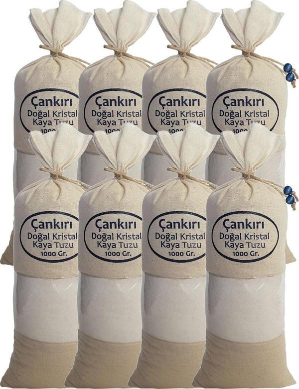 Çankırı Tuzu 8 Kg. (1KG.X8AD.) Bez Torbada Ince Çekim Yemeklik Çankırı Tuz Kaya Tuzu Kristal Tuz - Image 1