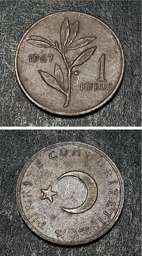 Escoines Koleksiyon 399636873414d6a229 1 Kuruş 1967 Eski Madeni Para - Image 1