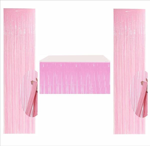 Pembe Masa Eteği, 2 Adet Pembe Arka Fon - Image 1