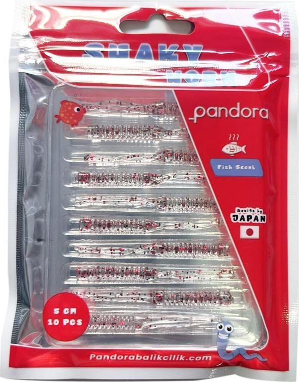 Pandora Shaky Worm 5cm 10 Adet LRF Silikonu Red Berry - Image 1