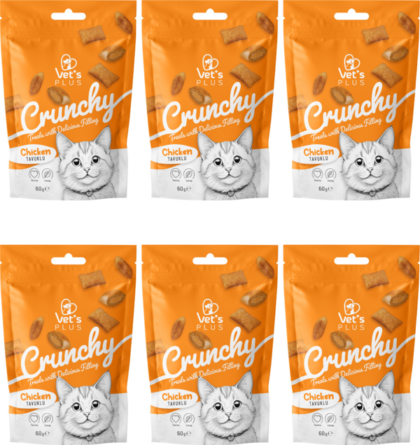 Vet's Plus Crunchy Tavuklu Ve Catnipli Kedi Ödül Maması 60gr (6 ADET) - Image 1