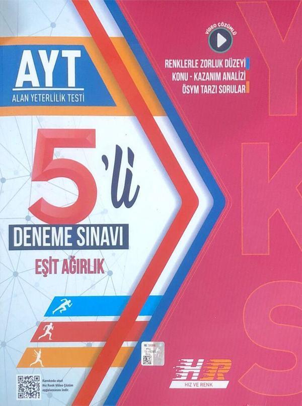 Hız ve Renk AYT Eşit Ağırlık 5 li Deneme - Hız ve Renk Yayınları - Image 1