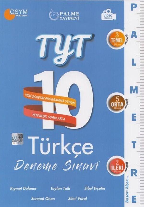 Palme Yayınları TYT Türkçe Palmetre Serisi 10 Deneme Video Çözümlü - Palme Yayınları - Image 1