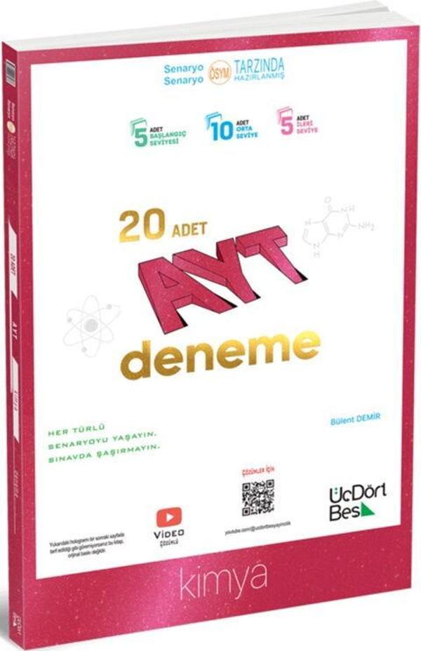 ÜçDörtBeş Yayınları AYT Kimya 20 Deneme - Üç Dört Beş Yayınları - Image 1
