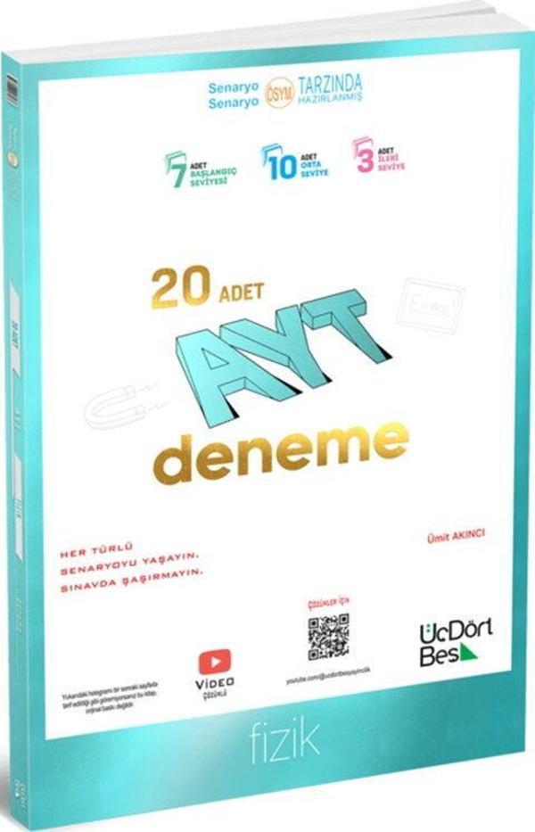 ÜçDörtBeş Yayınları AYT Fizik 20 Deneme - Üç Dört Beş Yayınları - Image 1