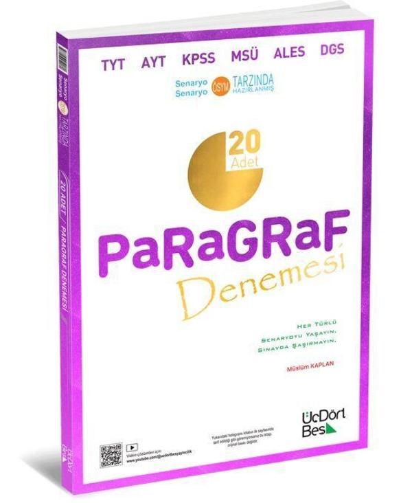 ÜçDörtBeş Yayınları Paragraf 20 Adet Denemesi - Üç Dört Beş Yayınları - Image 1