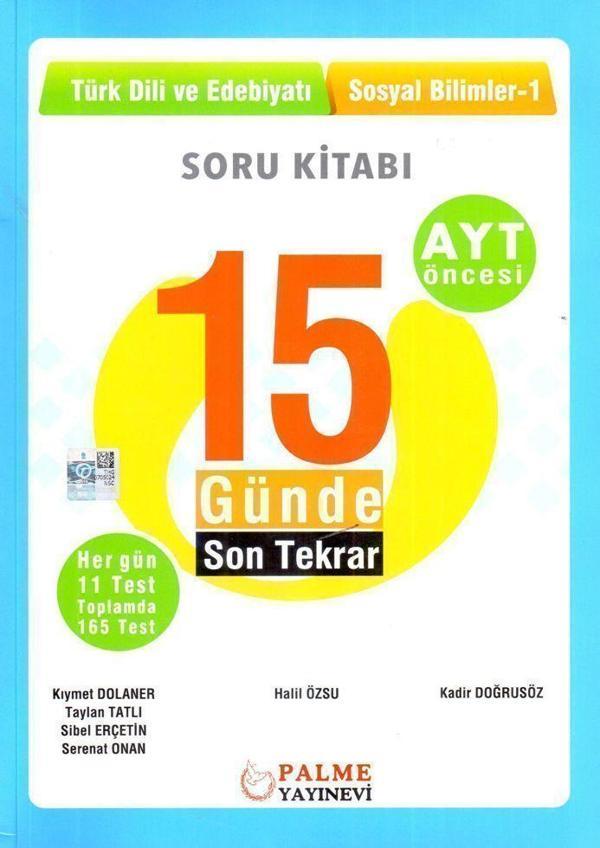 Palme Yayınları AYT Öncesi Türk Dili ve Edebiyatı Sosyal Bilimler 1 15 Günde Son Tekrar Soru Kitabı - Palme Yayınları - Image 1