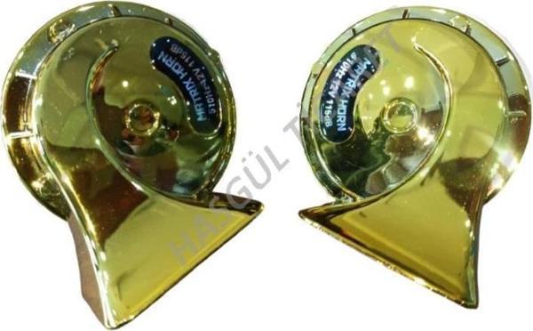 Hsgl Motorsiklet kornası Salyangoz Korna Çift Takım Parlak Gold 12V 115dB  - Image 1