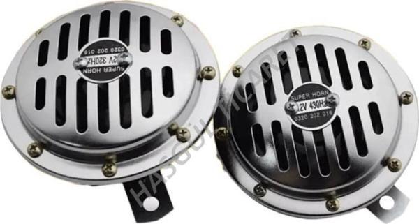 Hsgl Motorsiklet kornası Nikelajlı yüksek ton Korna Çift Takım Parlak Krom  12V 400Hz ses 335 Hz - Image 1