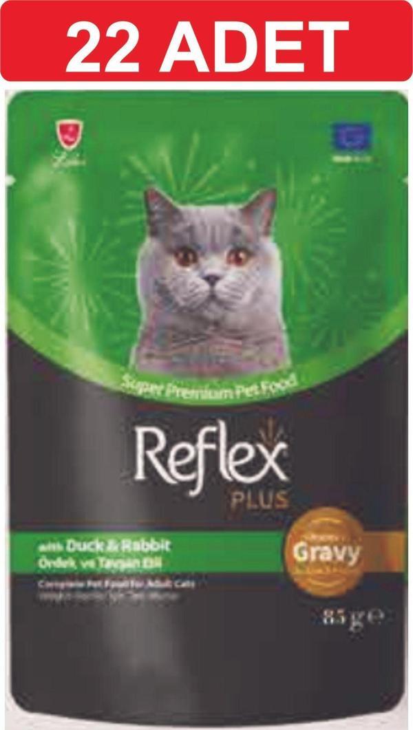 Gravy Sos İçinde Et Parçacıklı Ördek ve Tavşan Etli Yetişkin Kedi Maması 22 adet x 85 gram - Image 1