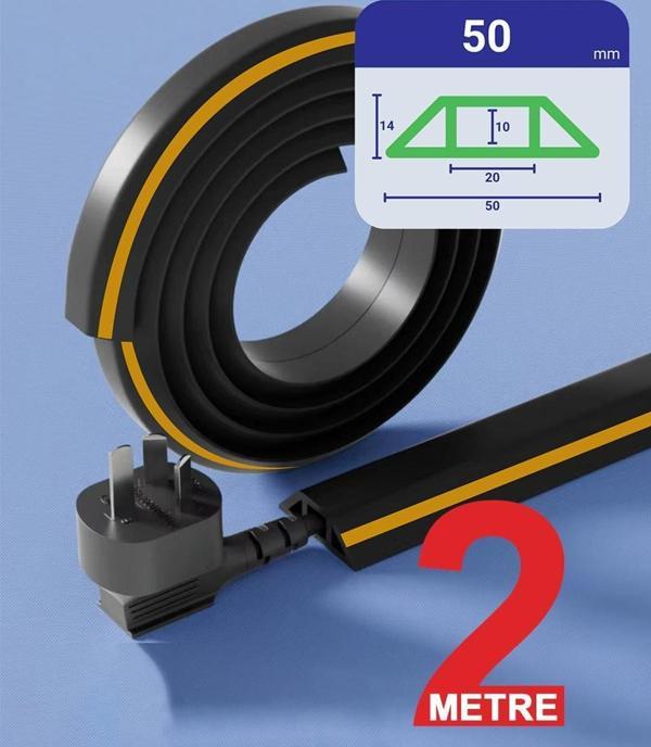 Greentech Esnek Kablo Kanalı Şeritli Siyah / GT-KK08 - Image 1