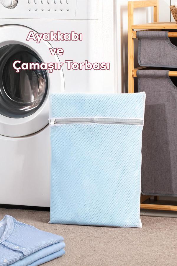 Porsima 3129 Çamaşır Yıkama Filesi Fermuarlı Bölmeli Ayakkabı Yıkama Filesi Deforme Önleyici Torba File - Image 1