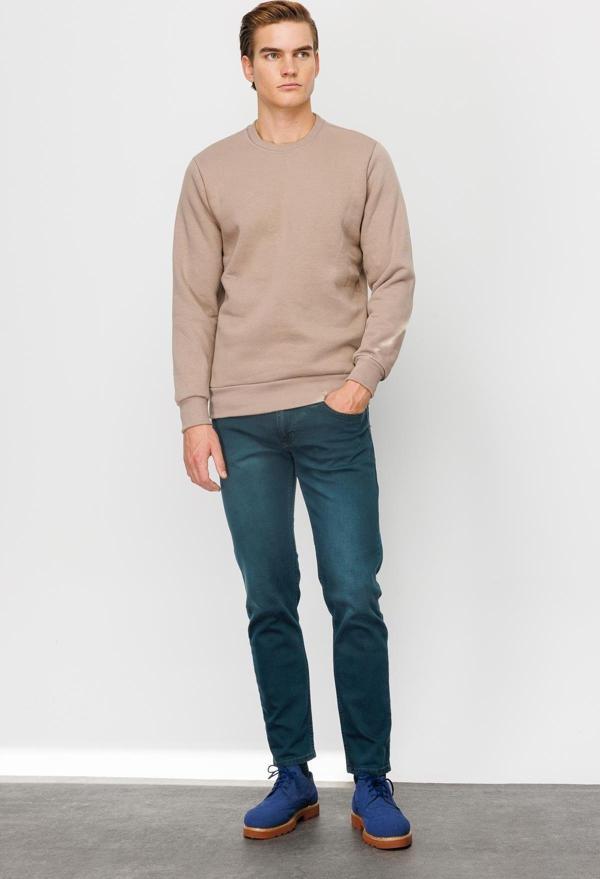 Erkek Camel  Bisiklet Yaka Sweatshirt - Image 1