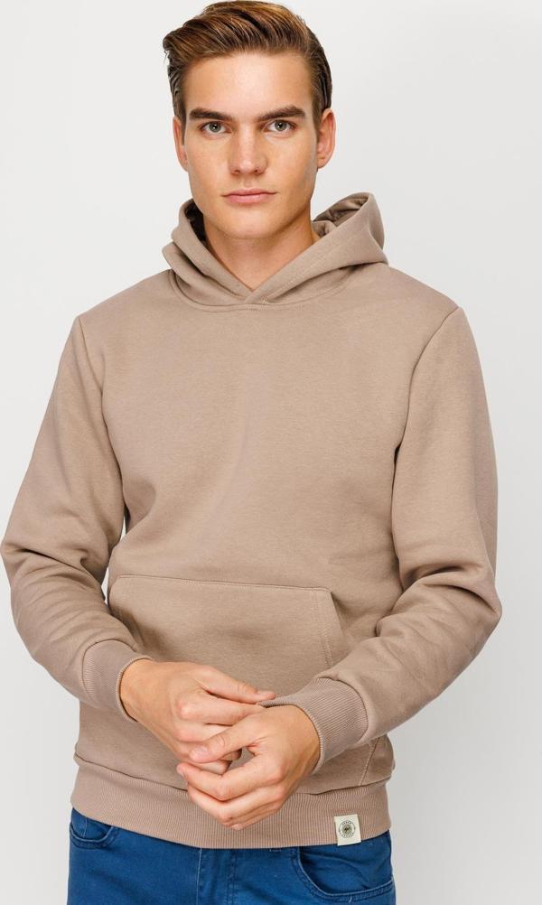 Erkek Camel  Kapşonlu Sweatshirt - Image 1