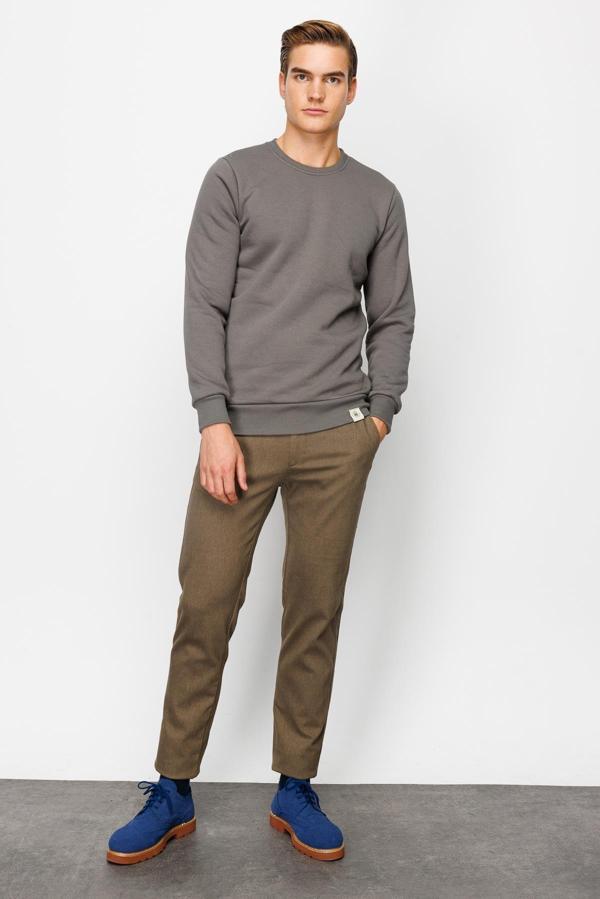 Erkek K.Gri  Bisiklet Yaka Sweatshirt - Image 1
