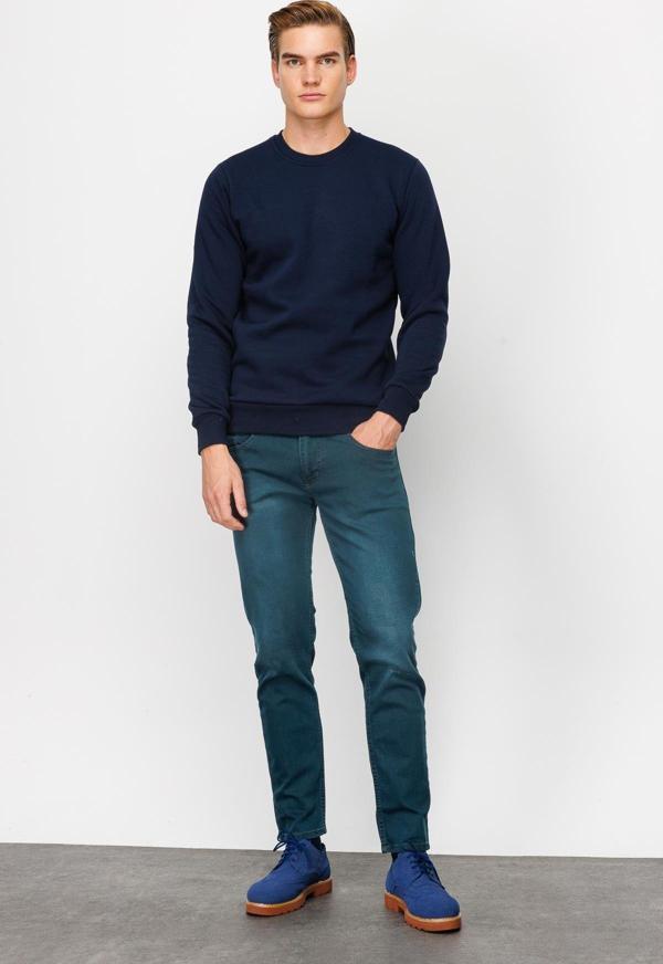 Erkek Lacivert  Bisiklet Yaka Sweatshirt - Image 1