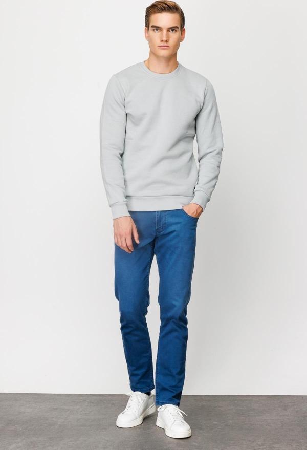 Erkek A.Gri  Bisiklet Yaka Sweatshirt - Image 1