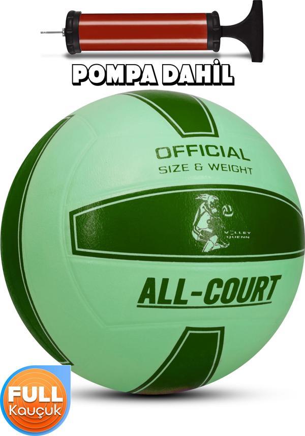 All Court Voleybol Topu Pompa Dahil Set Kauçuk Dikişsiz Yekpare Üretim İç Dış Mekan NO:5 Yeşil - Image 1