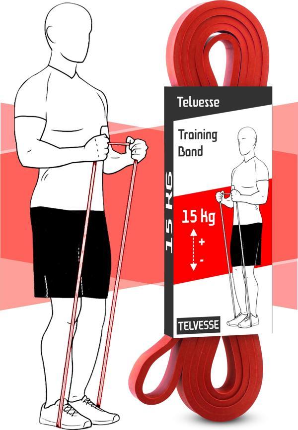 15 KG Direnç Bandı Kas Geliştirme Lastiği Fitness Pilates Cross Training Bant Kırmızı - Orta Sert - Image 1