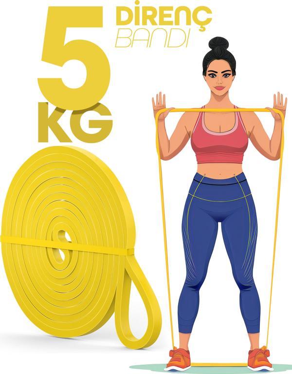 5KG Barfiks Lastiği Gym Resistance Band Antrenman Kas Geliştirme Bandı Sarı (Hafif) - Image 1