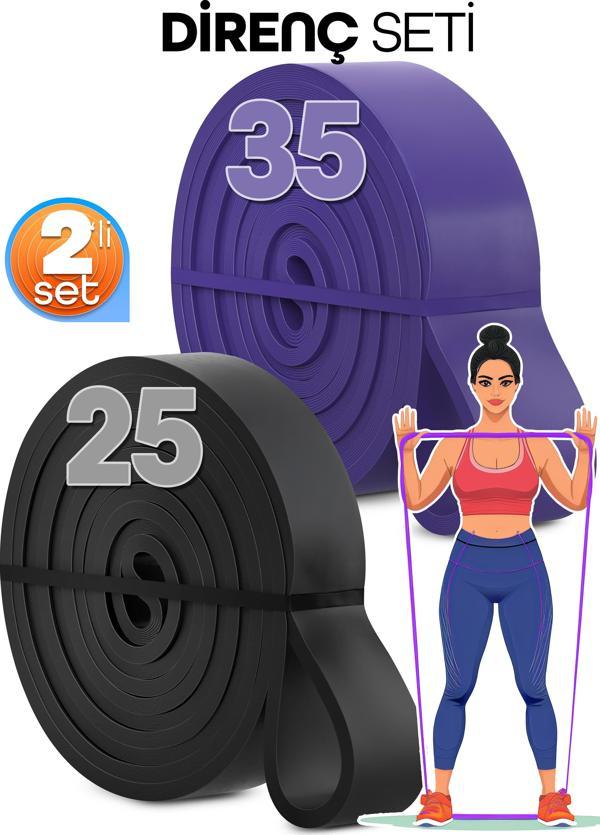 25 + 35 KG 2'li SET Barfiks Lastiği Gym Resistance Band Antrenman Kas Geliştirme Bandı - Image 1