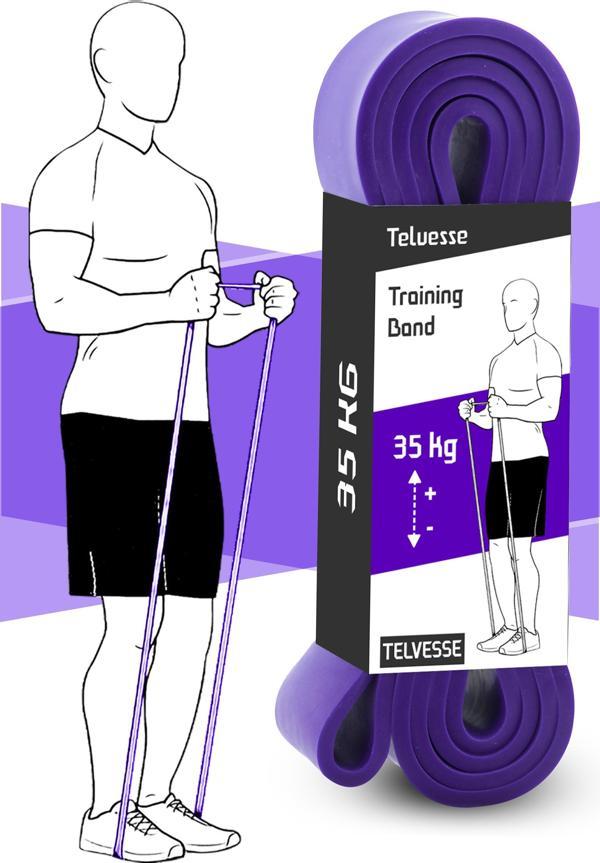 35 KG Direnç Bandı Kas Geliştirme Lastiği Fitness Pilates Cross Training Bant Mor - Extra Sert - Image 1