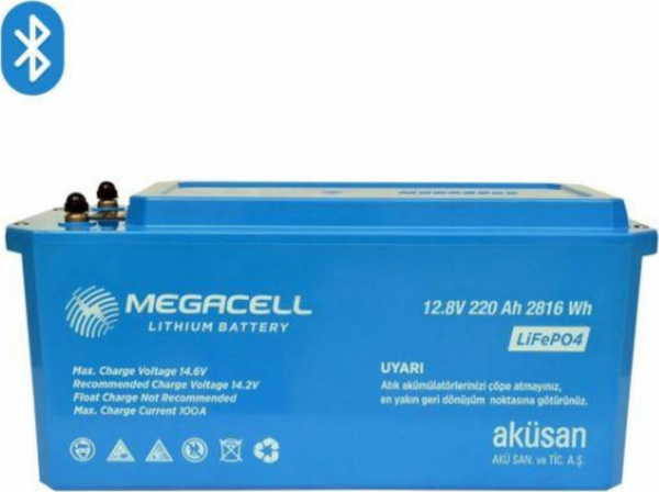 Megacell 12.8V 220Ah Bluetooth Lifepo4 Abs Lityum Akü - Image 1