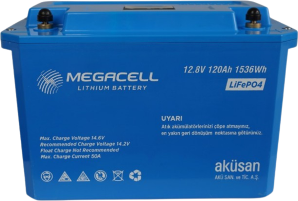 Megacell 12.8V 120Ah Lifepo4 Lityum Demir Fosfat Akü - Image 1