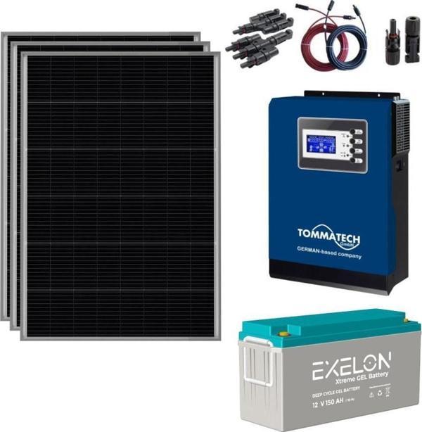 Güneş Enerjisi Bağ Evi Solar Paketi 1KVA İnverter 250W Güneş Paneli 150AH Jel Akü - Image 1