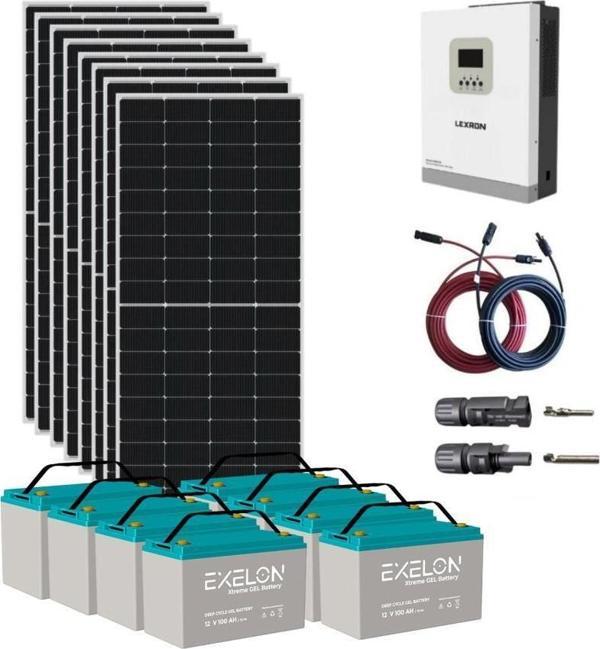 Güneş Enerjisi Bağevi Solar Paket – 5Kw Mppt Akıllı İnverter + 8X 410W Güneş Paneli + 8X 12V 105Ah Jel Akü - Image 1