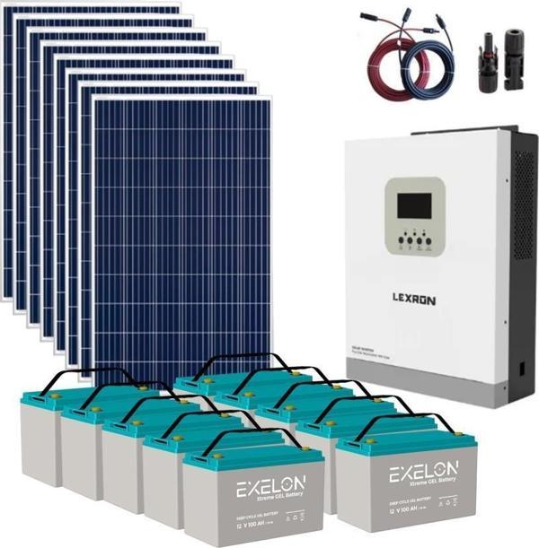 Güneş Enerjisi Bağevi Hazır Solar Paket  - 6.2Kw Mppt Akıllı İnverter + 8X 295W Polykristal Güneş Paneli+ 8X 12V 105Ah J - Image 1