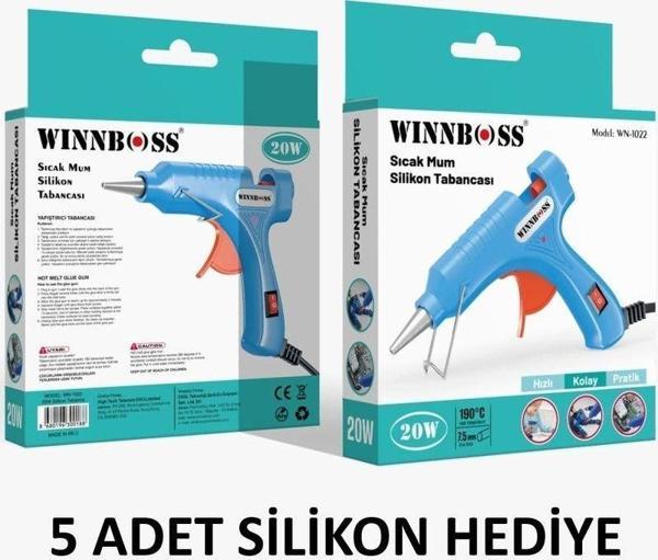 Winnboss Metal Uçlu-Düğmeli-20W-190C 7.5Mm Çapında Ince Sıcak Mum Silikon Tabancası+5 Silikon Hediye - Image 1