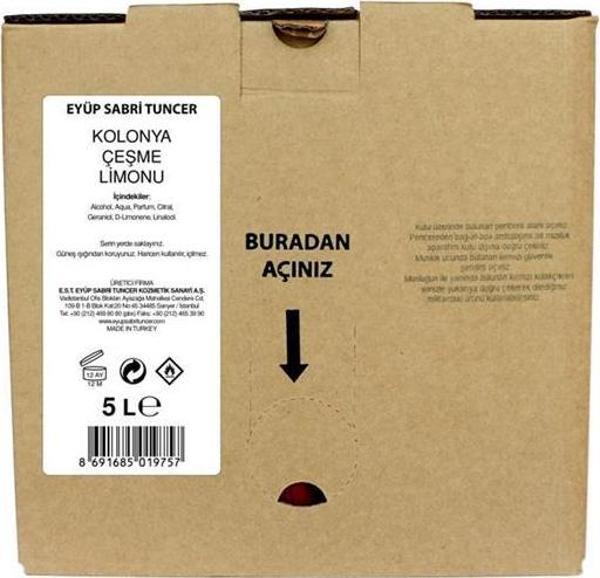 Eyüp Sabri Tuncer Çeşme Limonu  Kolonyası 5lt Bag IN Box Endüstriyel - Image 1